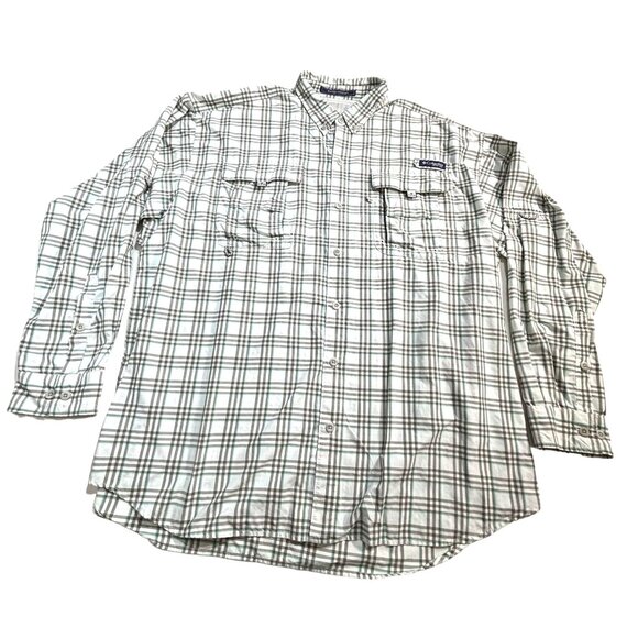 Columbia PFG Super Bahama Shirt Men's Omni-Shade Plaid Fishing Boating Hiking - Picture 2 of 10